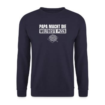 Papa Vatertag Bester Pizzabäcker Geschenkidee - Unisex Pullover - Navy - Vorne - Alina (178cm) & Michal (187cm)