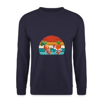 Karate Karotten - Unisex Pullover - Navy - Vorne - Alina (178cm) & Michal (187cm)
