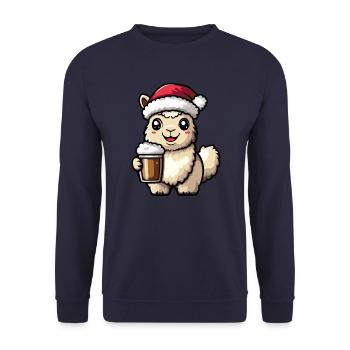 Alpaca Llama Christmas Beer Funny - Unisex Sweatshirt - navy - Front - Alina (178cm) & Michal (187cm)