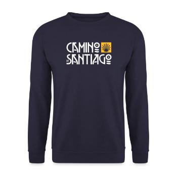 Camino de Santiago | Chemin de Saint-Jacques | Art Deco Typo - Sweat-shirt Unisexe - marine - Devant - Alina (178cm) & Michal (187cm)