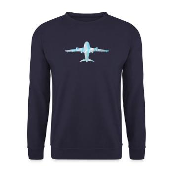Avion de passagers avec motif nuageux - Sweat-shirt Unisexe - marine - Devant - Alina (178cm) & Michal (187cm)