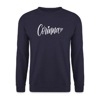 Corinna Écriture manuscrite avec cœur - Sweat-shirt Unisexe - marine - Devant - Alina (178cm) & Michal (187cm)