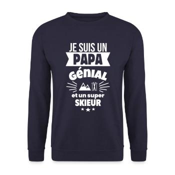 Papa génial & skieur – idée fête des pères - Sweat-shirt Unisexe - marine - Devant - Alina (178cm) & Michal (187cm)