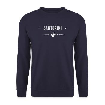 Santorini Stylized Geographical Coordinates - Unisex Sweatshirt - navy - Front - Alina (178cm) & Michal (187cm)
