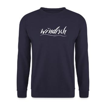 Windisch Script Design für Individualität - Unisex Pullover - Navy - Vorne - Alina (178cm) & Michal (187cm)