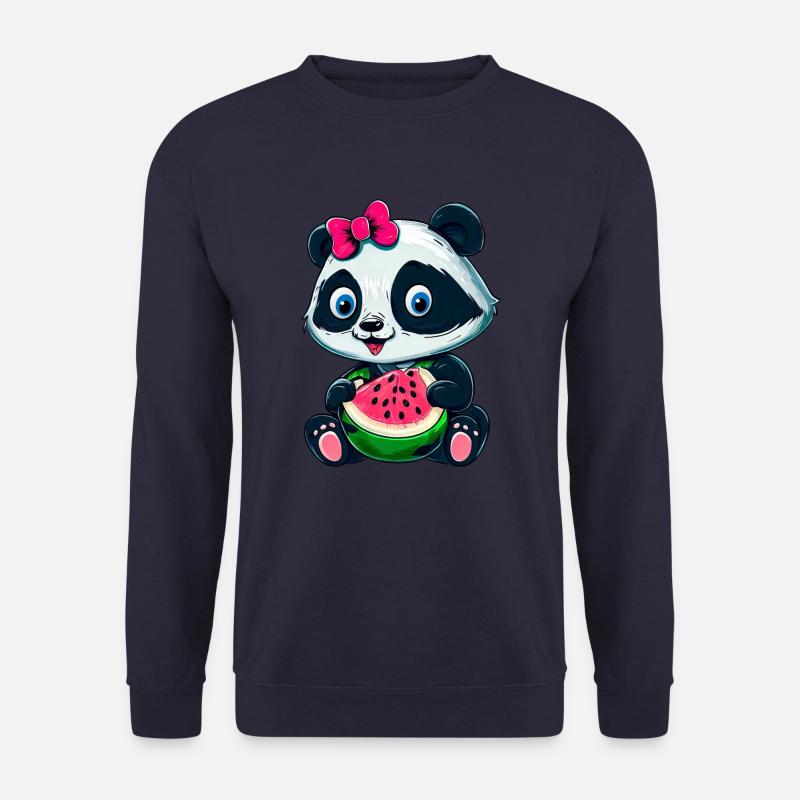 Süßes Panda-Mädchen mit Wassermelone - Unisex Pullover - Navy