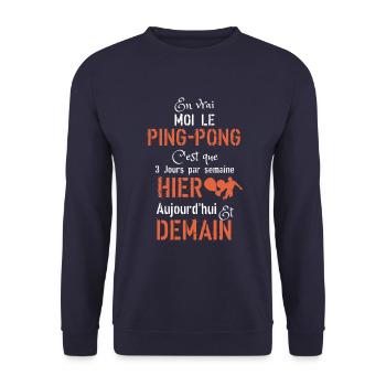 En vrai moi Ping pong aujourd hui hier demain - Sweat-shirt Unisexe - marine - Devant - Alina (178cm) & Michal (187cm)