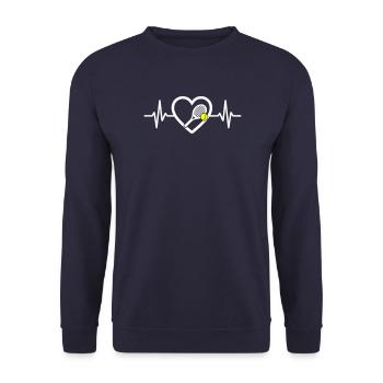 Tennis Herz Schläger Ball Sport Leidenschaft - Unisex Pullover - Navy - Vorne - Alina (178cm) & Michal (187cm)