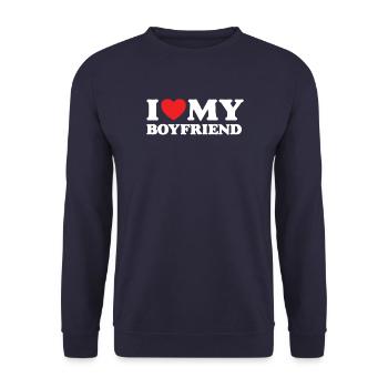 J’aime mon petit ami - Sweat-shirt Unisexe - marine - Devant - Alina (178cm) & Michal (187cm)