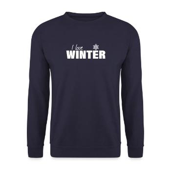 i love winter - Unisex Sweatshirt - navy - Front - Alina (178cm) & Michal (187cm)