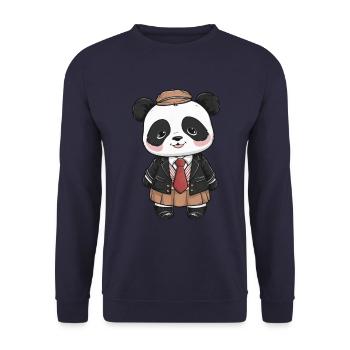 Kawaii Panda trägt traditionelle Schuluniform - Unisex Pullover - Navy - Vorne - Alina (178cm) & Michal (187cm)