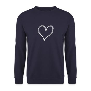heart simple drawing cute valentine kawaii - Unisex Sweatshirt - navy - Front - Alina (178cm) & Michal (187cm)
