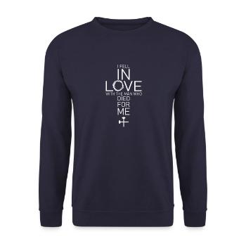Jesus crown cross God love pray bible - Unisex Sweatshirt - navy - Front - Alina (178cm) & Michal (187cm)