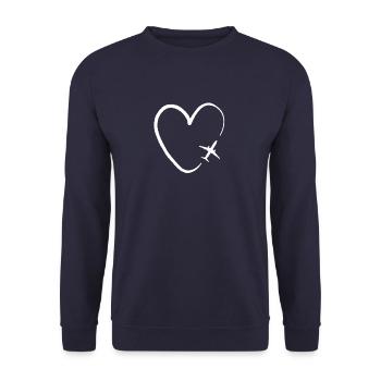 Flugzeug fleigen reisen Urlaub Herz Stewardess süß - Unisex Pullover - Navy - Vorne - Alina (178cm) & Michal (187cm)