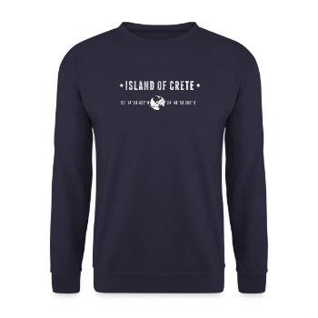 Kreta stilisierte geografische Koordinaten - Unisex Pullover - Navy - Vorne - Alina (178cm) & Michal (187cm)