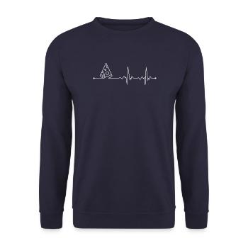 Pizza Heartbeat Pulse Graphic - Unisex Sweatshirt - navy - Front - Alina (178cm) & Michal (187cm)