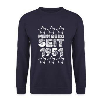 Bergsteiger in Bergen seit 1951 - Unisex Pullover - Navy - Vorne - Alina (178cm) & Michal (187cm)