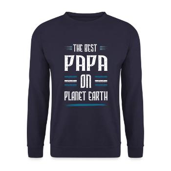 Bester Papa Zitat Dad Vatertag - Unisex Pullover - Navy - Vorne - Alina (178cm) & Michal (187cm)