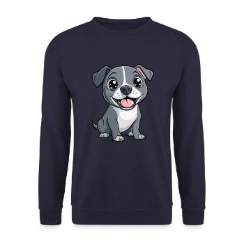 American Staffordshire Terrier Hund Niedlich - Unisex Pullover - Navy - Vorne - Alina (178cm) & Michal (187cm)