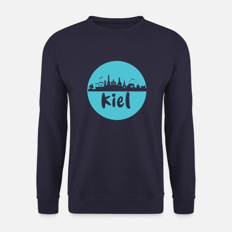 kiel, skyline, kreis, scherenschnitt,blau - Unisex Pullover - Navy