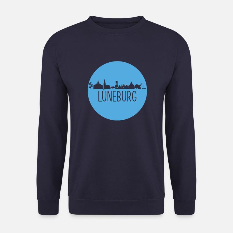 lüneburg,skyline, kreis, scherenschnitt, blau - Unisex Pullover - Navy