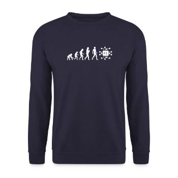 T-Shirt-Evolution KI Künstliche Intelligenz Spaß - Unisex Pullover - Navy - Vorne - Alina (178cm) & Michal (187cm)