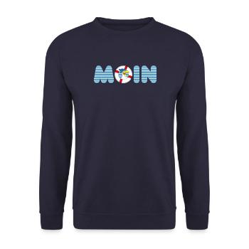 Moin Möve mit Rettungsring - Unisex Pullover - Navy - Vorne - Alina (178cm) & Michal (187cm)
