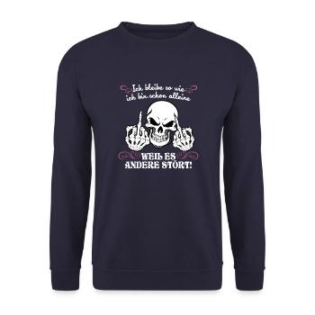 Ich bleibe wie ich bin schon alleine weil... - Unisex Pullover - Navy - Vorne - Alina (178cm) & Michal (187cm)