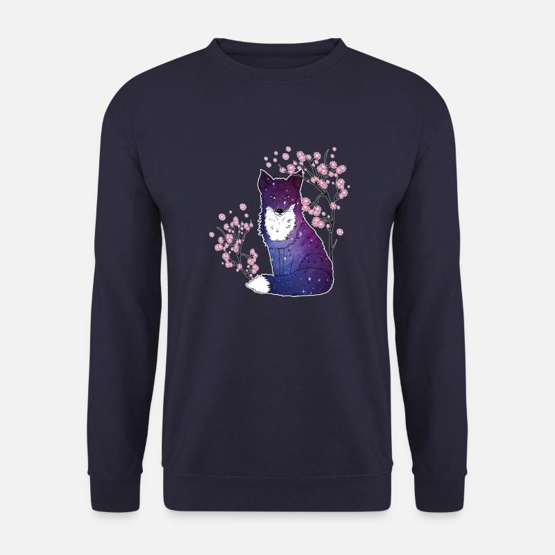 Fox Japanese Cherry Blossoms Gift - Unisex Sweatshirt - navy