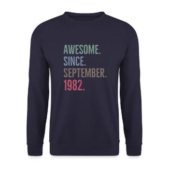 Awesome Since September 1982 - Unisex Sweatshirt - navy - Front - Alina (178cm) & Michal (187cm)