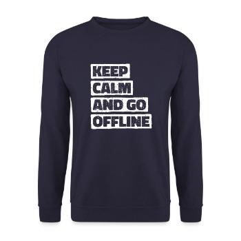Keep Calm And Go Offline. Wandern Design - Unisex Pullover - Navy - Vorne - Alina (178cm) & Michal (187cm)