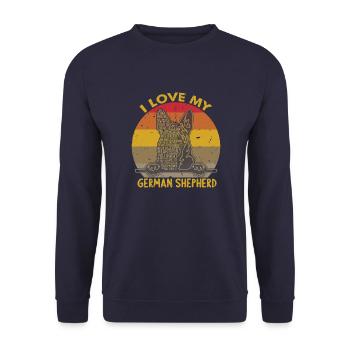 i love my german shepherd - Unisex Pullover - Navy - Vorne - Alina (178cm) & Michal (187cm)