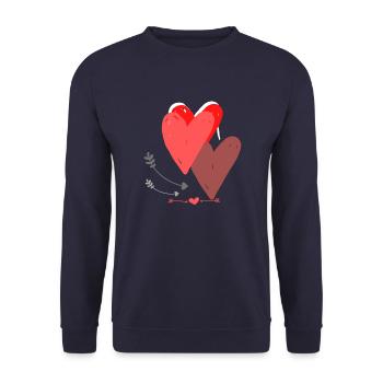 Herzen 3 - Unisex Pullover - Navy - Vorne - Alina (178cm) & Michal (187cm)