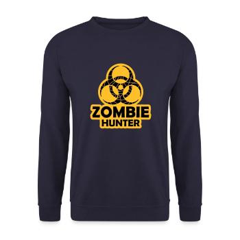 zombie hunter Halloween quote - Unisex Sweatshirt - navy - Front - Alina (178cm) & Michal (187cm)
