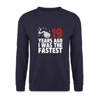 Vor 19 Jahren war ich der Schnellste - Unisex Pullover - Navy - Vorne - Alina (178cm) & Michal (187cm)