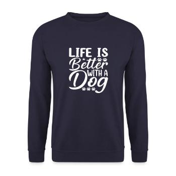 La vie est meilleure avec un chien - Sweat-shirt Unisexe - marine - Devant - Alina (178cm) & Michal (187cm)
