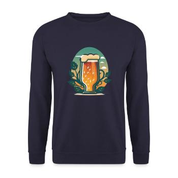 Bierglas mit Hopfen - Unisex Pullover - Navy - Vorne - Alina (178cm) & Michal (187cm)