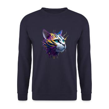 cat lovers, cat 3d ,tabby cat - Unisex Sweatshirt - navy - Front - Alina (178cm) & Michal (187cm)