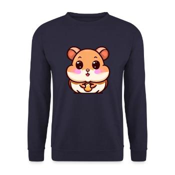 Cute hamster with cheeks full of nuts - Unisex Sweatshirt - navy - Front - Alina (178cm) & Michal (187cm)