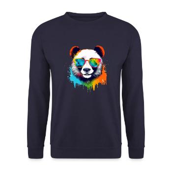 Cooli the bespectacled panda - Unisex Sweatshirt - navy - Front - Alina (178cm) & Michal (187cm)