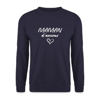 message fête des mères, maman d'amour - Sweat-shirt Unisexe - marine - Devant - Alina (178cm) & Michal (187cm)
