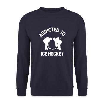 Eishockey Hockey Vintage Hockeyschläger Sprüche - Unisex Pullover - Navy - Vorne - Alina (178cm) & Michal (187cm)