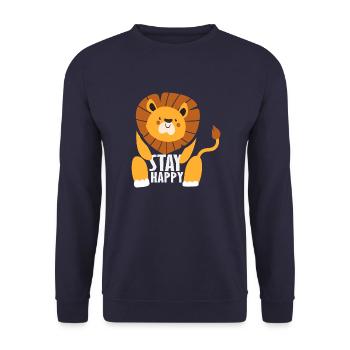 Stay Happy Leo - Unisex Sweatshirt - navy - Front - Alina (178cm) & Michal (187cm)