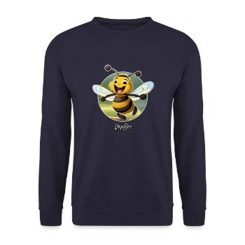 Pun ambiguous expression - HapBee Happy Bee - Unisex Sweatshirt - navy - Front - Alina (178cm) & Michal (187cm)