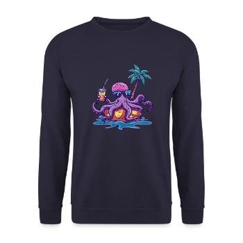 Octopus Summer Holiday - Unisex Sweatshirt - navy - Front - Alina (178cm) & Michal (187cm)