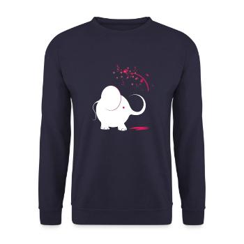Weißer Elefant mit rosa Farbe - Unisex Pullover - Navy - Vorne - Alina (178cm) & Michal (187cm)