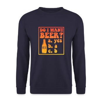 I Want Beer Funny - Unisex Pullover - Navy - Vorne - Alina (178cm) & Michal (187cm)
