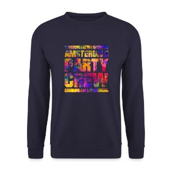 Amsterdam Party Crew Bunt - Unisex Pullover - Navy - Vorne - Alina (178cm) & Michal (187cm)
