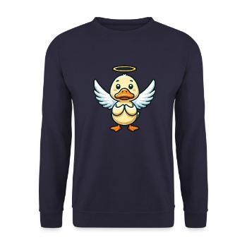 Cute Duck Angel Cartoon Wings Halo - Unisex Sweatshirt - navy - Front - Alina (178cm) & Michal (187cm)