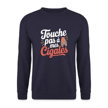 Touche pas à mes cigales - Sweat-shirt Unisexe - marine - Devant - Alina (178cm) & Michal (187cm)